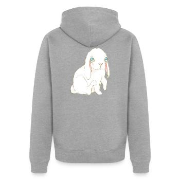 Rabbit - Unisex Premium Organic Zip Hoodie - heather grey - Back - Nico (187cm)