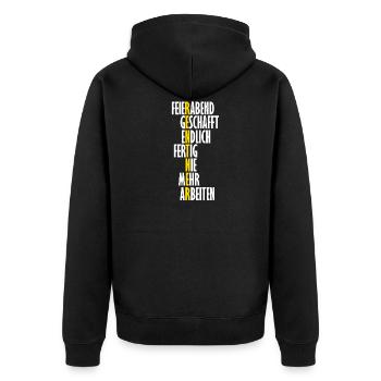 Pension Rente lustiges Geschenk Weihnachten - Unisex Premium Bio Zip Hoodie - Schwarz - Hinten - Nico (187cm)