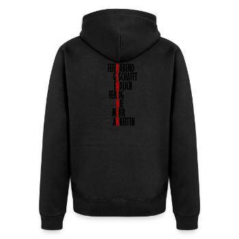 Rente Pension Geschenk Kollegen Abschied Rentner - Unisex Premium Bio Zip Hoodie - Schwarz - Hinten - Nico (187cm)