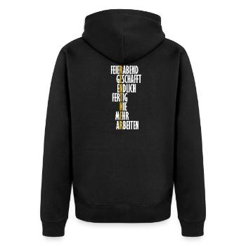 Ruhestand - Unisex Premium Bio Zip Hoodie - Schwarz - Hinten - Nico (187cm)