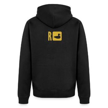 Sarkasmus Wortspiel Rente Geschenk R+Ente Pension - Unisex Premium Bio Zip Hoodie - Schwarz - Hinten - Nico (187cm)