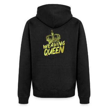 Weben Webstuhl Nähen Garn Geschenkidee - Unisex Premium Bio Zip Hoodie - Schwarz - Hinten - Nico (187cm)