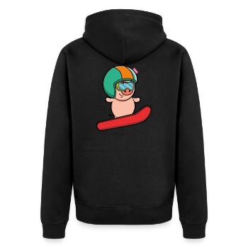 Snowboard Schwein Glücksschwein Apres Ski funny - Unisex Premium Bio Zip Hoodie - Schwarz - Hinten - Nico (187cm)