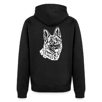 572 Deutscher Schäferhund - Unisex Premium Bio Zip Hoodie - Schwarz - Hinten - Nico (187cm)