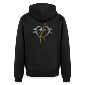 Contrabass - Unisex Premium Organic Zip Hoodie - black - Back - Nico (187cm)
