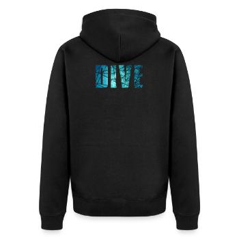 DIVE - Unisex Premium Organic Zip Hoodie - black - Back - Nico (187cm)