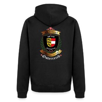 Kärnten - Unisex Premium Bio Zip Hoodie - Schwarz - Hinten - Nico (187cm)