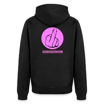 Schweigeeinhorn anti gegen Schweigefuchs Lehrer - Unisex Premium Bio Zip Hoodie - Schwarz - Hinten - Nico (187cm)