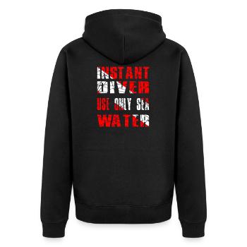 INSTANT DIVER - Unisex Premium Bio Zip Hoodie - Schwarz - Hinten - Nico (187cm)