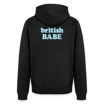 British Babe - Unisex Premium Organic Zip Hoodie - black - Back - Nico (187cm)