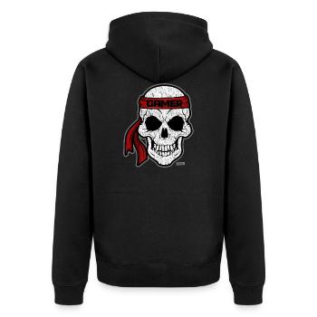 Skull Alien Gamer HARIZ Gamer Gaming Geschenk - Unisex Premium Bio Zip Hoodie - Schwarz - Hinten - Nico (187cm)