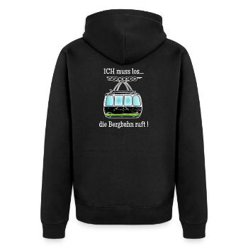 die bergbahn ruft - Unisex Premium Bio Zip Hoodie - Schwarz - Hinten - Nico (187cm)