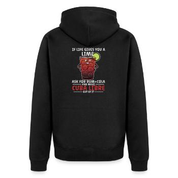 Cocktail Cuba Libre Spruch Leben Longdrink - Unisex Premium Bio Zip Hoodie - Schwarz - Hinten - Nico (187cm)