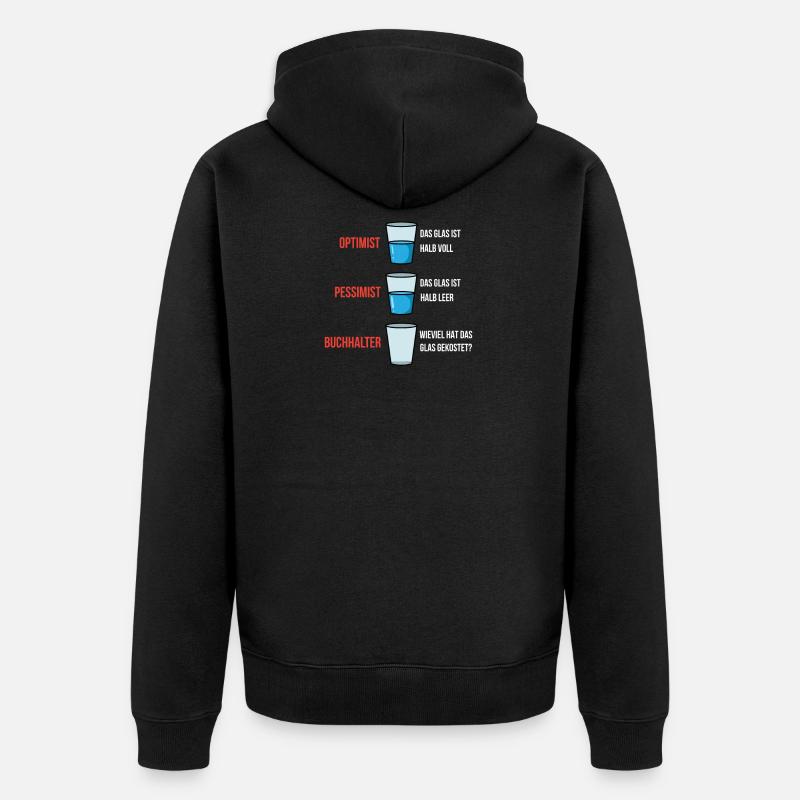 Optimist Pessimist Buchhalter - Unisex Premium Bio Zip Hoodie - Schwarz
