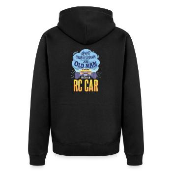 Old Man With A RC Car - Unisex Premium Bio Zip Hoodie - Schwarz - Hinten - Nico (187cm)