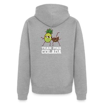 Cocktail Team Pina Colada - Unisex Premium Bio Zip Hoodie - Grau meliert - Hinten - Nico (187cm)