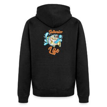 Salzwasser Fischen Salzwasser Angeln - Unisex Premium Bio Zip Hoodie - Schwarz - Hinten - Nico (187cm)