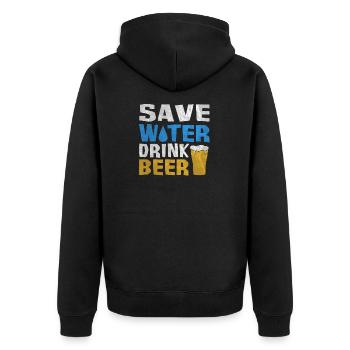 Save water. Drink beer - Unisex Premium Organic Zip Hoodie - black - Back - Nico (187cm)