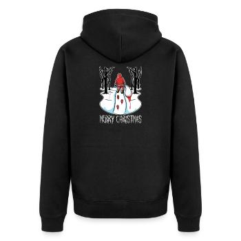 Bad Santa Claus blood Christmas forest - Unisex Premium Organic Zip Hoodie - black - Back - Nico (187cm)