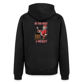 Böser Weihnachtsmann Geschenk Dynamit Schornstein - Unisex Premium Bio Zip Hoodie - Schwarz - Hinten - Nico (187cm)