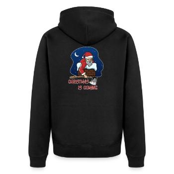 Böser Weihnachtsmann Axt Schornstein Weihnachten - Unisex Premium Bio Zip Hoodie - Schwarz - Hinten - Nico (187cm)