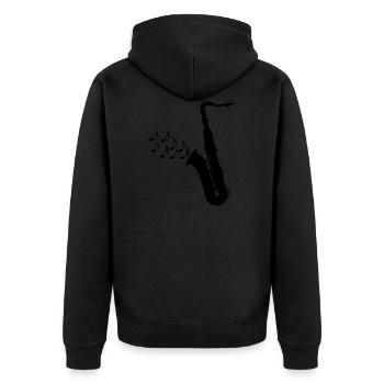 Saxofon - Unisex Premium Bio Zip Hoodie - Schwarz - Hinten - Nico (187cm)