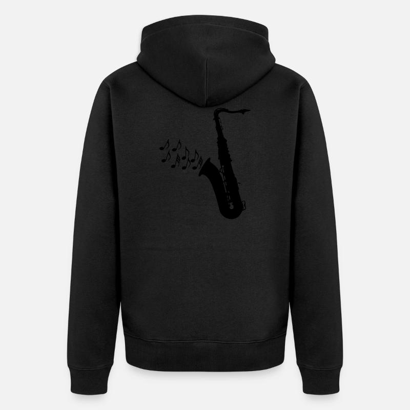 Saxofon - Unisex Premium Bio Zip Hoodie - Schwarz