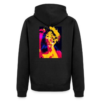 Mädchen malt Kunst - Unisex Premium Bio Zip Hoodie - Schwarz - Hinten - Nico (187cm)