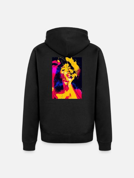 Mädchen malt Kunst - Unisex Premium Bio Zip Hoodie - Schwarz