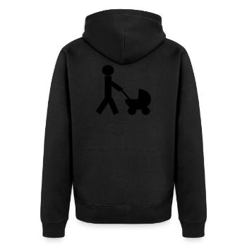 father and stroller - Unisex Premium Organic Zip Hoodie - black - Back - Nico (187cm)