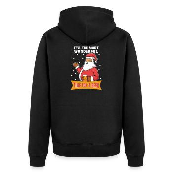 Santa Its the most wonderful time for a beer - Unisex Premium Bio Zip Hoodie - Schwarz - Hinten - Nico (187cm)