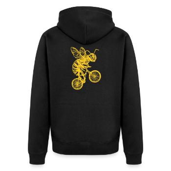 Bee Cycling T shirts - Unisex Premium Organic Zip Hoodie - black - Back - Nico (187cm)