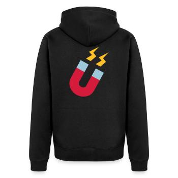 Magnet - Unisex Premium Organic Zip Hoodie - black - Back - Nico (187cm)
