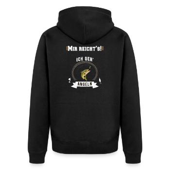 Angeln Angler Mir reichts ich geh Angeln Vater - Unisex Premium Bio Zip Hoodie - Schwarz - Hinten - Nico (187cm)
