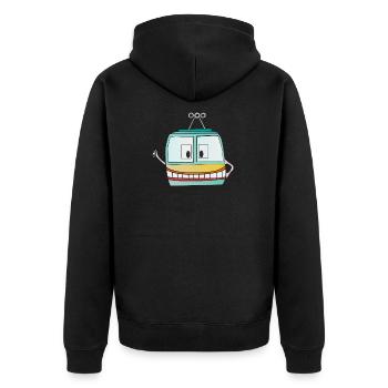 Funny mountain railway - gondola - cable car - Unisex Premium Organic Zip Hoodie - black - Back - Nico (187cm)