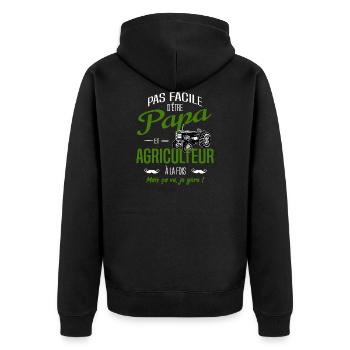 PAPA AGRICULTEUR - Veste à capuche bio Premium Unisexe - noir - Dos - Nico (187cm)
