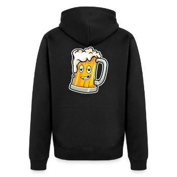 Bier - Unisex Premium Bio Zip Hoodie - Schwarz - Hinten - Nico (187cm)