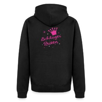 Schlager Queen Party Popmusik Tanzmusik Geschenk - Unisex Premium Bio Zip Hoodie - Schwarz - Hinten - Nico (187cm)