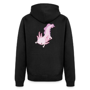 Axolotl - Unisex Premium Organic Zip Hoodie - black - Back - Nico (187cm)
