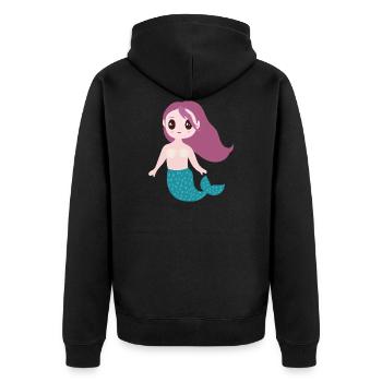 Meerjungfrau - Unisex Premium Bio Zip Hoodie - Schwarz - Hinten - Nico (187cm)