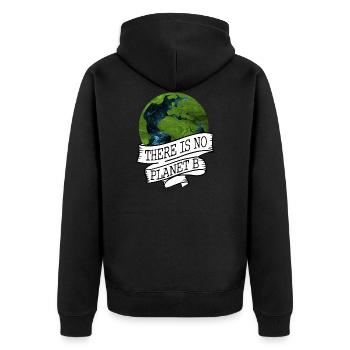 NO PLANET B - Unisex Premium Bio Zip Hoodie - Schwarz - Hinten - Nico (187cm)