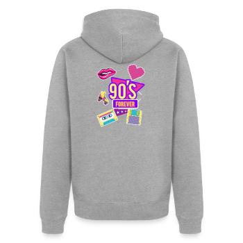J'aime le cadeau Forever Love des années 90 et 90 - Veste à capuche bio Premium Unisexe - gris chiné - Dos - Nico (187cm)