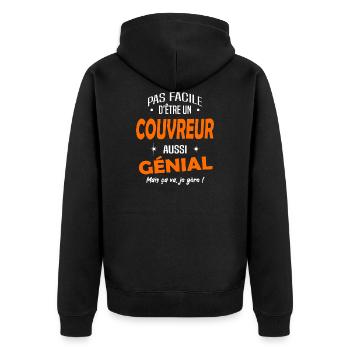 Couvreur zingueur - Veste à capuche bio Premium Unisexe - noir - Dos - Nico (187cm)