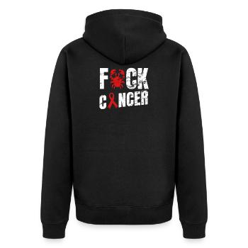 Scheiß Krebs Krankheit Tumor Cancer - Unisex Premium Bio Zip Hoodie - Schwarz - Hinten - Nico (187cm)