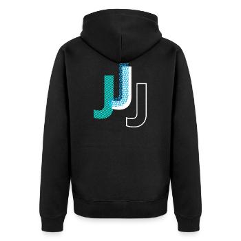 J - Unisex Premium Bio Zip Hoodie - Schwarz - Hinten - Nico (187cm)