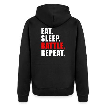 EAT SLEEP BATTLE REPEAT GIFT GAMING BRAWL GAME - Unisex Premium Organic Zip Hoodie - black - Back - Nico (187cm)