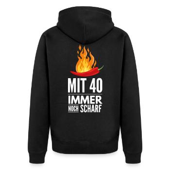 40. Geburtstag - Unisex Premium Bio Zip Hoodie - Schwarz - Hinten - Nico (187cm)