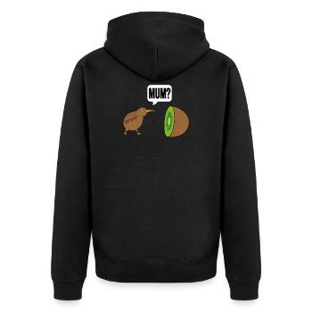 Oiseau kiwi disant drôle - Veste à capuche bio Premium Unisexe - noir - Dos - Nico (187cm)