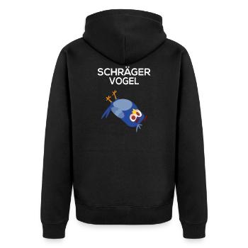 Schräger Vogel lustig - Unisex Premium Bio Zip Hoodie - Schwarz - Hinten - Nico (187cm)
