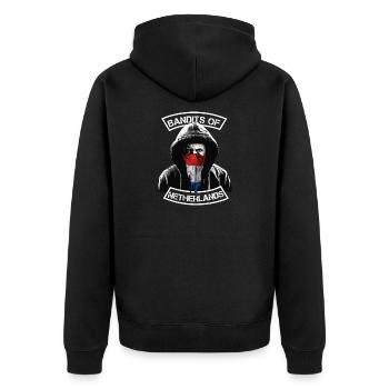 Holland Ultras Football Fan Biker Gift - Unisex Premium Organic Zip Hoodie - black - Back - Nico (187cm)